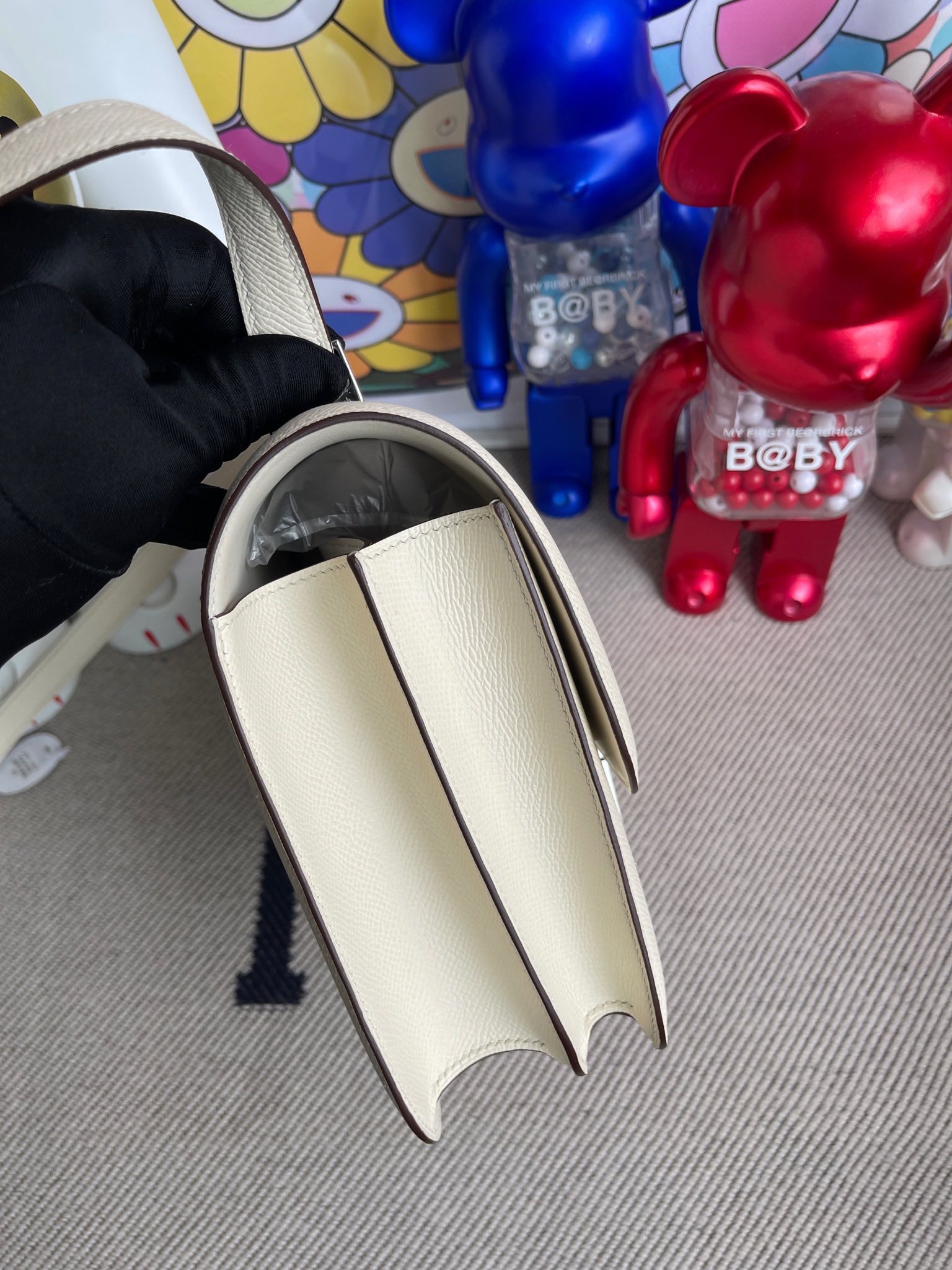 에르메스 콘스탄스24 나타 화이트 악어 리자드 가죽 버클 앱송